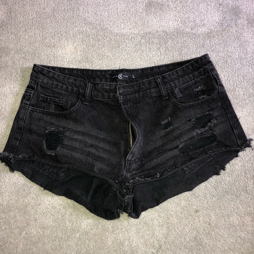 NWOT Madewell Black Distressed Denim Short Size L